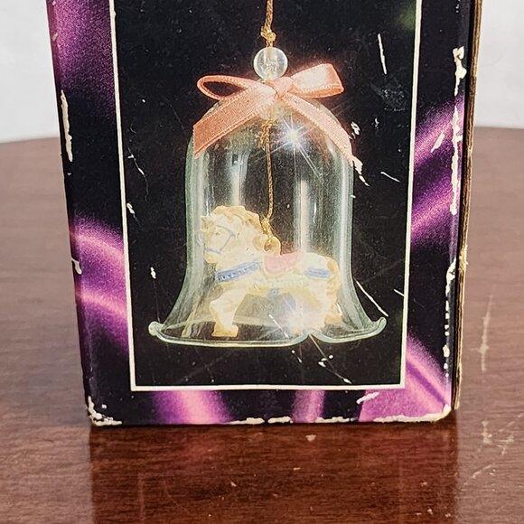 Carrousel Bell Ornaments Sparkling Crystal Bell w/Hand Painted Porcelain Horse - Picture 8 of 16